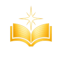 Isotipo de THEOS: libro abierto y destello